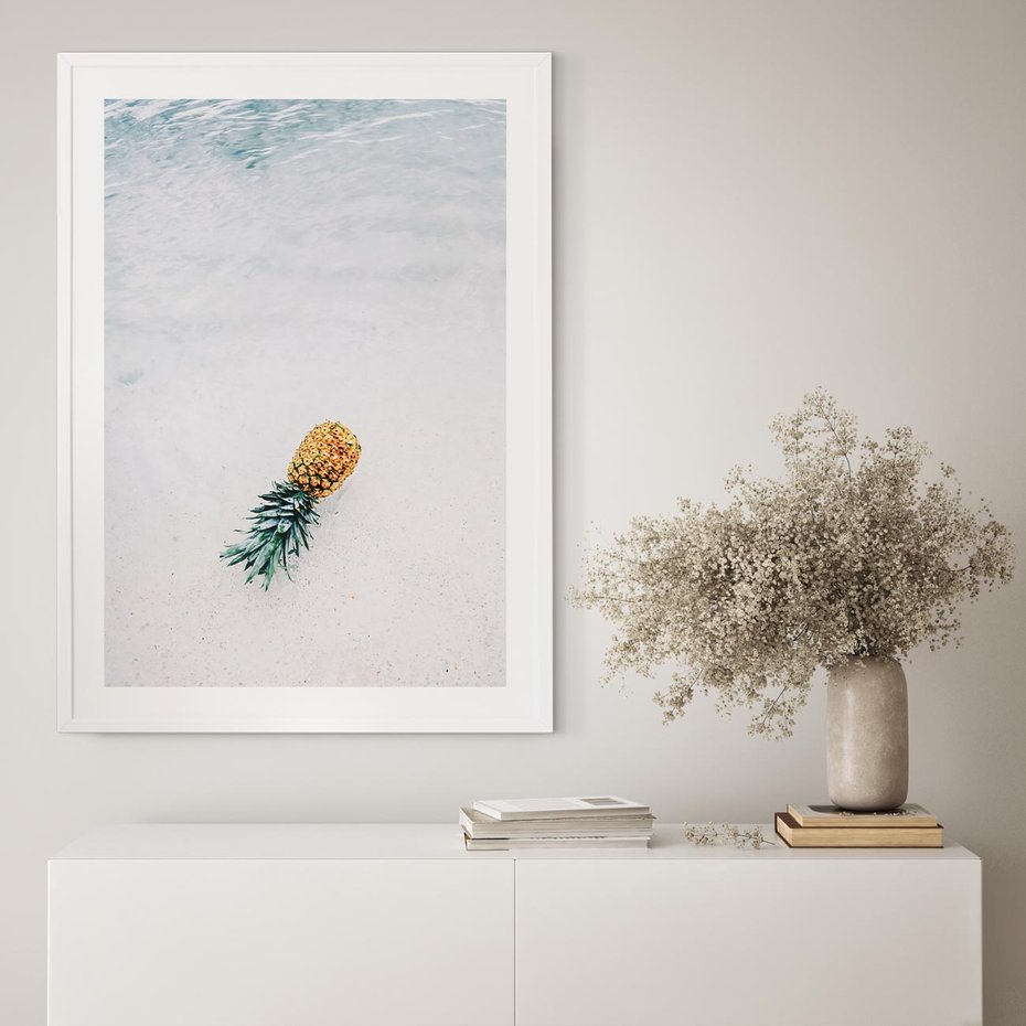 Plakat w ramie 40x50 - Smak Tropików - morze, plaża - rama biała