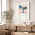Plakat w ramie 50x70 - Linie kwiatowych marzeń - minimalistyczna kwiatowa kompozycja, pastelowe kolory - rama drewno