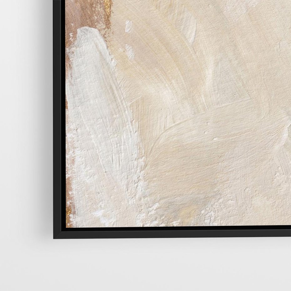 Obraz w ramie 50x50 - Elegancja w Złocistym Chaosie - złoto beż, abstrakcja - rama czarna