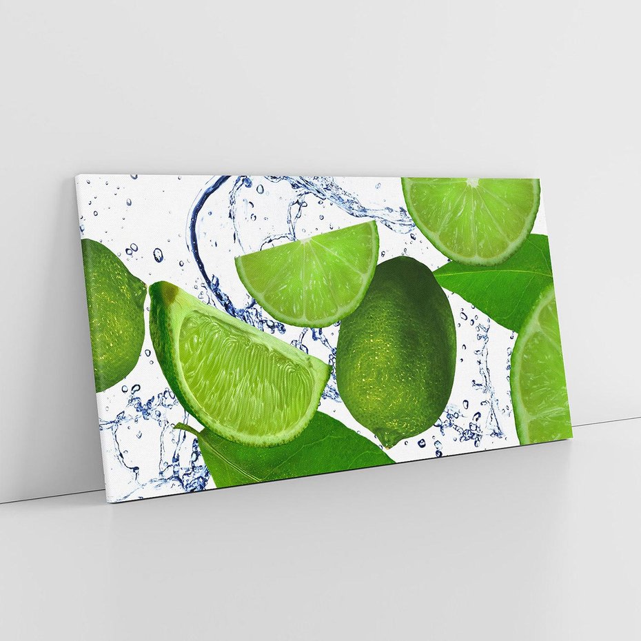 Obraz na płótnie 120x60 - Świeże limonki - limonki, woda