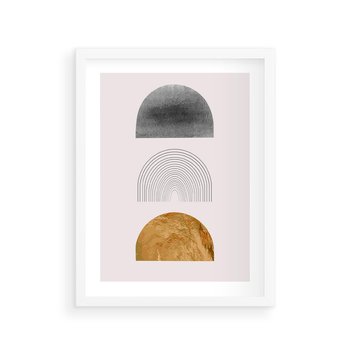 Plakat w ramie 30x40 - Piękno wGeometrycznych Kształtach i Złocie - nowoczesna geometryczna grafika, złote elementy - rama biała