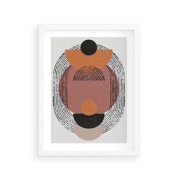 Plakat w ramie 40x50 - Abstrakcja w Odcieniach Brązu i Beżu - geometria, abstrakcyjna grafika - rama biała