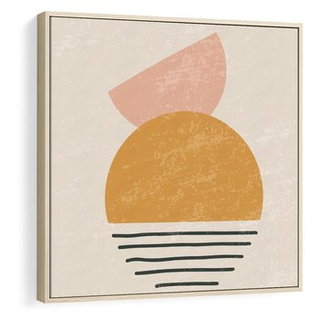 Obraz w ramie 50x50 - Krótka Forma - abstrakcyjna sztuka, boho kształty - rama drewno