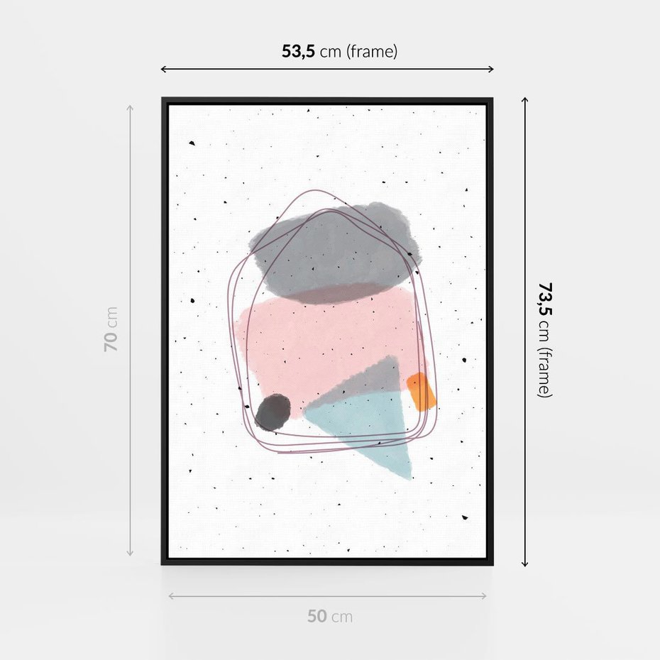 Obraz w ramie 50x70 - Migotliwa Opowieść - abstrakcyjna kompozycja, jak ręcznie malowana - rama czarna