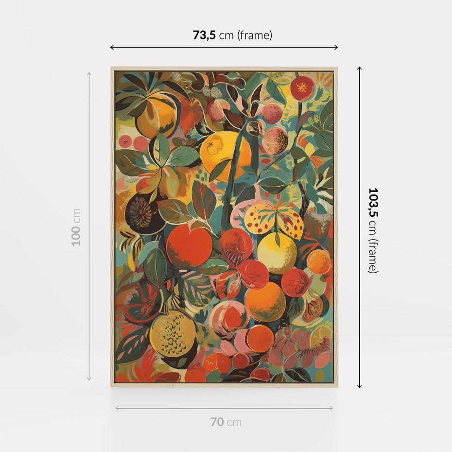 Obraz w ramie 70x100 - Księga Surrealnych Wyobrażeń - abstrakcyjny obraz owoców, jak picasso - rama drewno