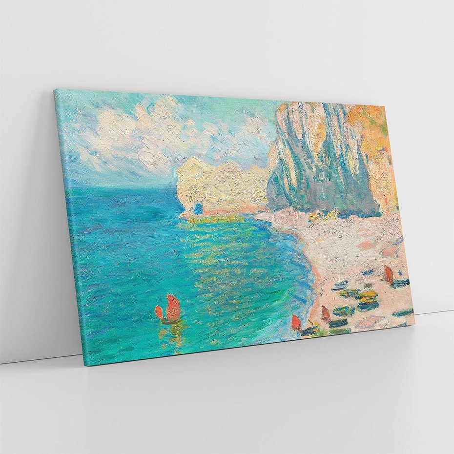 Obraz na płótnie 120x80 - "The Beach and the Falaise d'Amont" (1885) Claude Monet - Reprodukcja - reprodukcja, obraz na płótnie