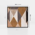 Obraz w ramie 50x50 - Odblaski niespełnionych marzeń - kompozycja z trójkątów, mix kolorów ziemi - rama czarna
