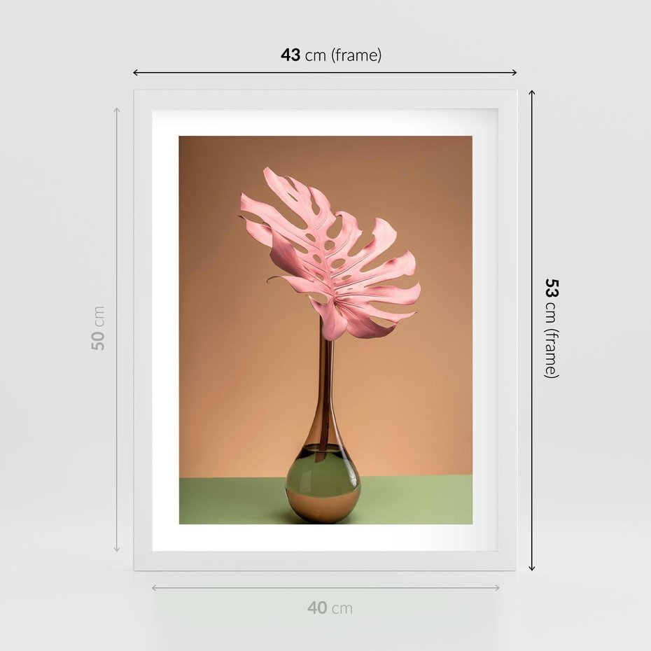 Plakat w ramie 40x50 - Wyjątkowy monstera - monstera, liść - rama biała