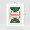 Plakat bez ramy 30x40 - Oryginalny obraz abstrakcyjny w nowoczesnym stylu. Geometryczne akwarelowe kształty w intensywnych odcieniach zieleni i pomarańczu. Doskonała dekoracja dla miłośników sztuki. - abstrakcyjny obraz, sztuka nowoczesna