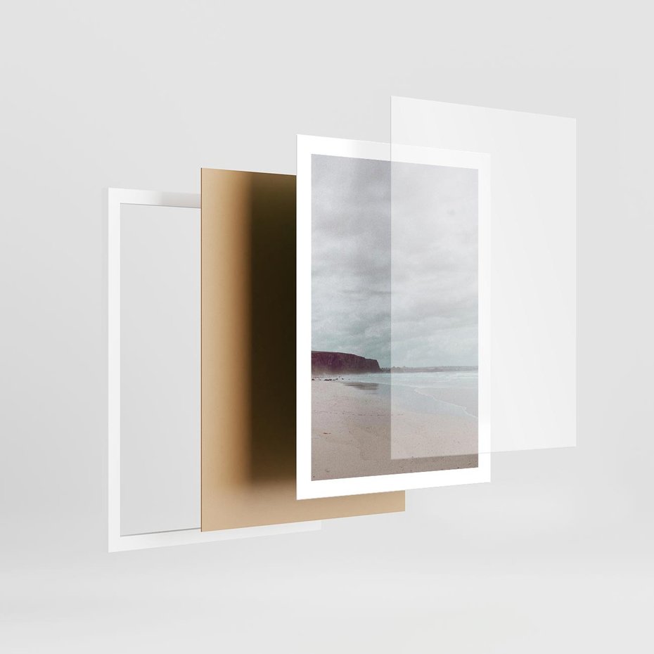 Plakat w ramie 50x70 - Mglista Plaża - plaża, mglisty krajobraz - rama biała