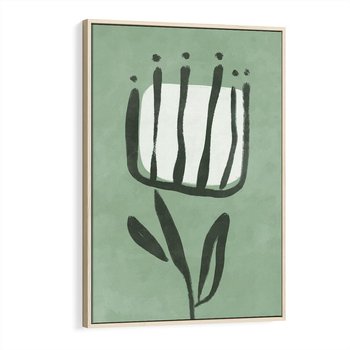 Obraz w ramie 50x70 - Objęcia Zieleni - zielona abstrakcja, zgaszona zieleń - rama drewno