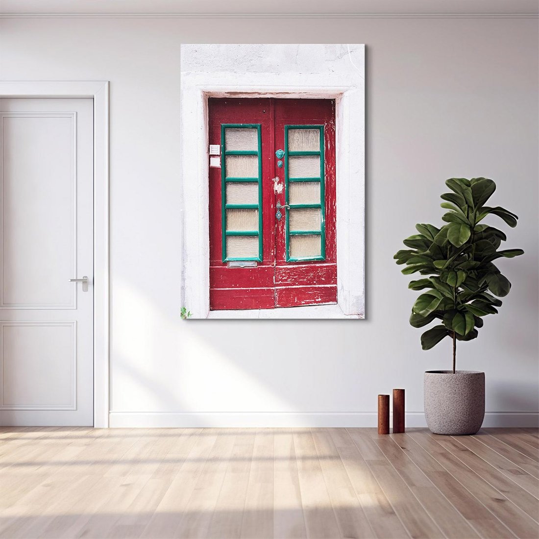 Obraz na płótnie 50x70 - Retro Przez Drzwi - drzwi, retro