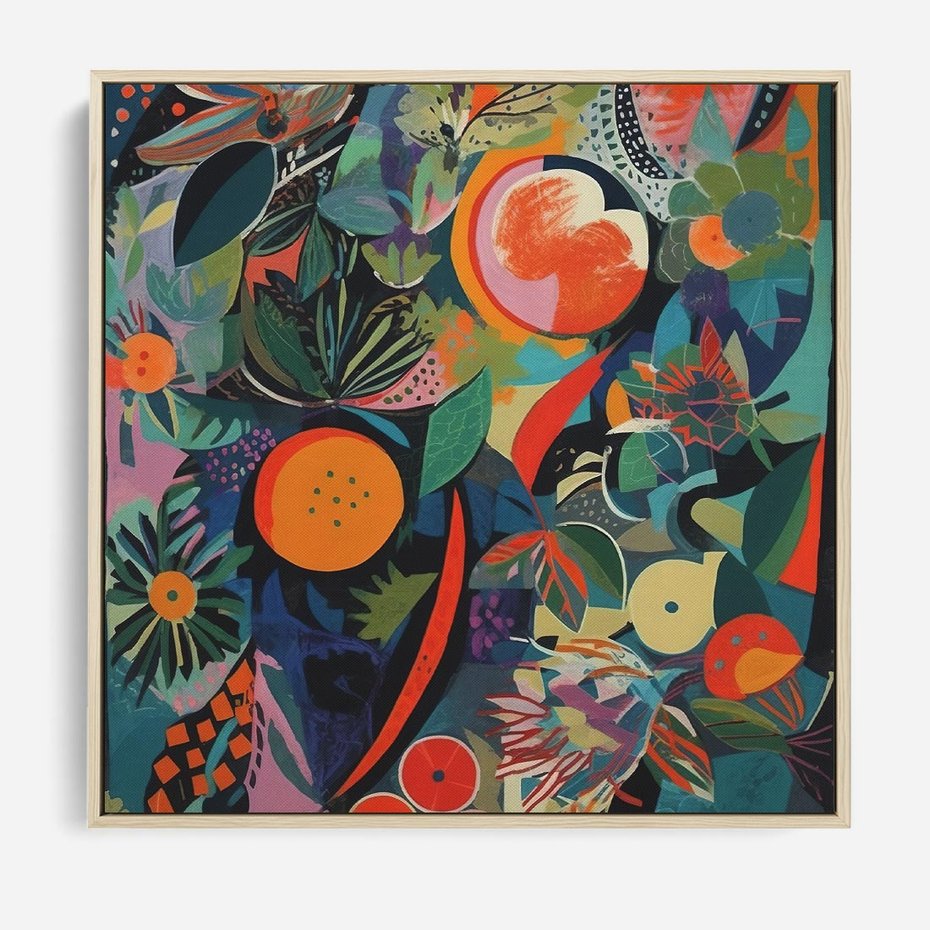 Obraz w ramie 50x50 - Echa Nietuzinkowych Wzorców - abstrakcyjny obraz olejny, jak picasso - rama drewno