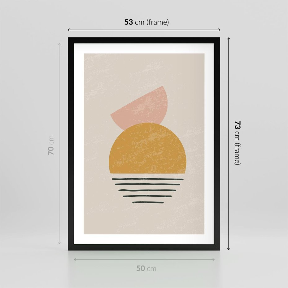 Plakat w ramie 50x70 - Krótka Forma - abstrakcyjna sztuka, boho kształty - rama czarna