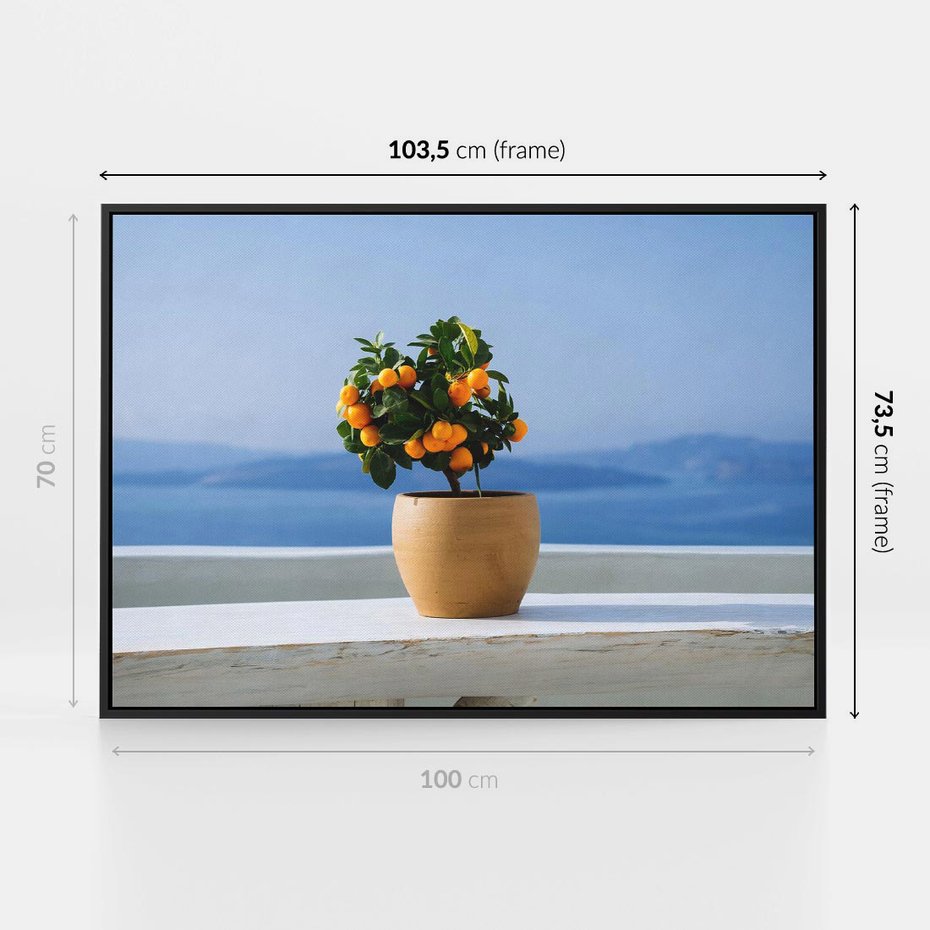 Obraz w ramie 100x70 - Uroki Santorini - Santorini, Grecja - rama czarna