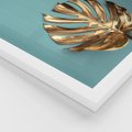 Zestaw obrazy w ramie 30x40 galeria - Złota, monstera, pastele - rama biała