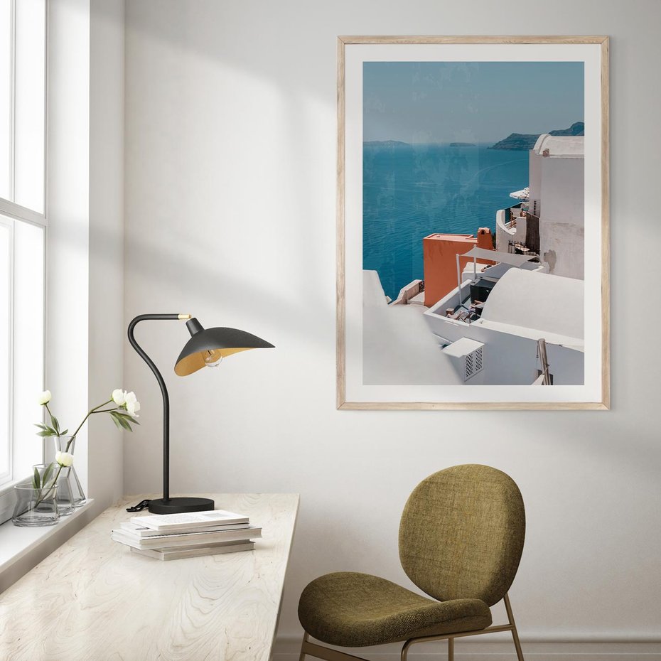 Plakat w ramie 40x50 - Magiczna Wyspa na Twojej Ścianie - Santorini, wyspa - rama drewno