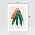 Plakat bez ramy 30x40 - Energetyczna Harmonia Kwiatów - akwarelowe abstrakcyjne kształty, zieleń i pomarańcz