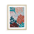 Plakat w ramie 30x40 - Impresje Kształtów - abstrakcyjna kompozycja kwiatowych form, kolor zgaszone - rama drewno
