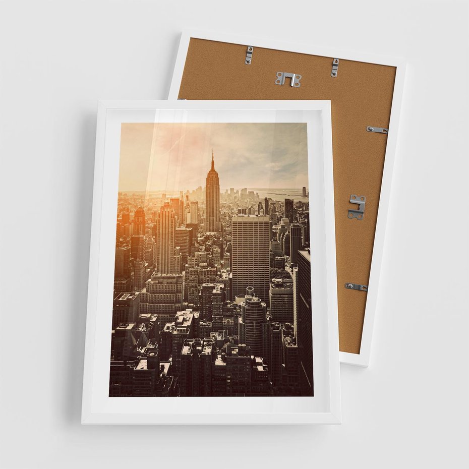 Plakat w ramie 50x70 - Nowojorska Skyline - Manhattan, Nowy Jork - rama biała