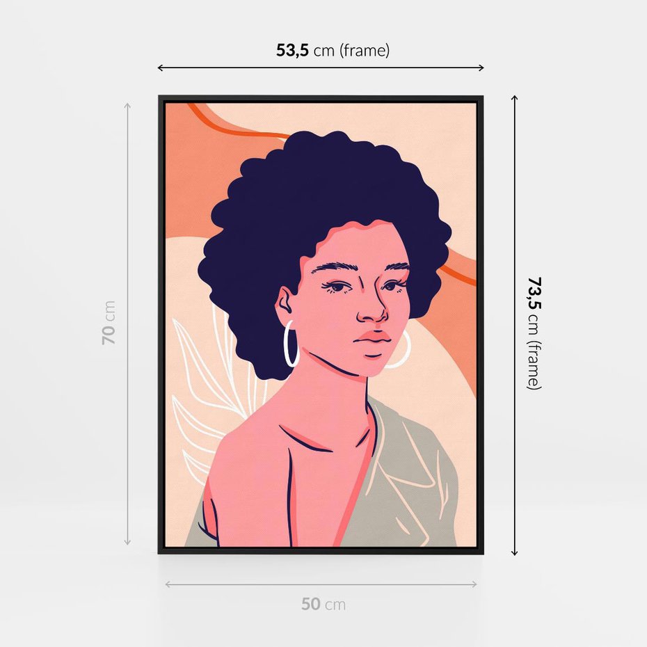Obraz w ramie 50x70 - Kobiecy Kształt Świata - nowoczesny plakat, styl retro - rama czarna