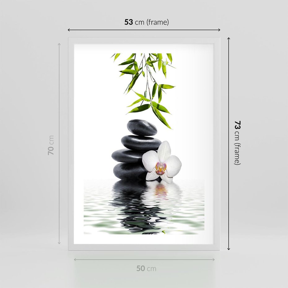 Plakat w ramie 50x70 - Orchidea w Spa - spa, orchidea - rama biała