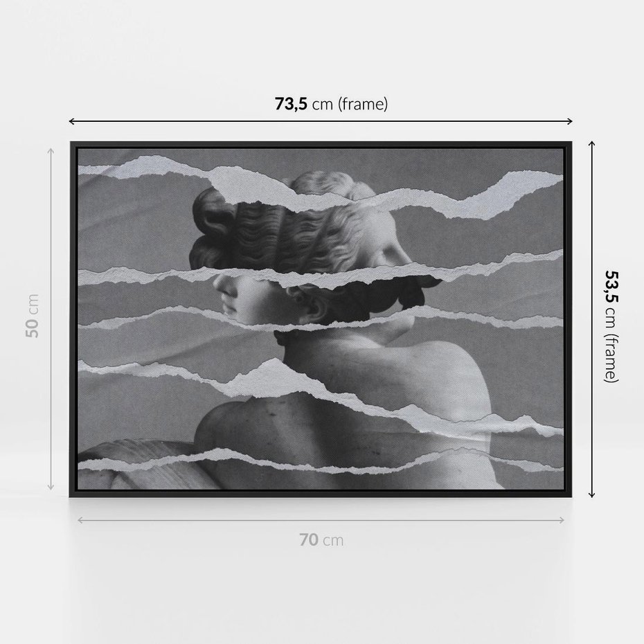 Obraz w ramie 70x50 - Kolaż z Antyczną Rzeźbą - antyczna rzeźba, kolaż ze zdjęć - rama czarna