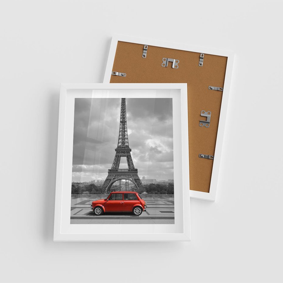Plakat w ramie 40x50 - Paryż z wieżą Eiffla w tle - Paryż, Eiffla - rama biała