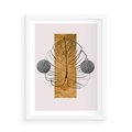 Plakat w ramie 50x70 - Minimalistyczna Monstera: Złoty Prostokąt - liść  monstery, minimalizm - rama biała