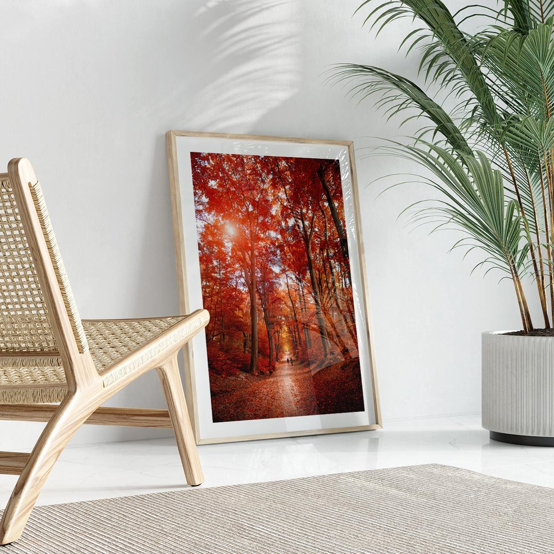 Plakat w ramie 40x50 - Magia jesiennego lasu - las, jesień - rama drewno