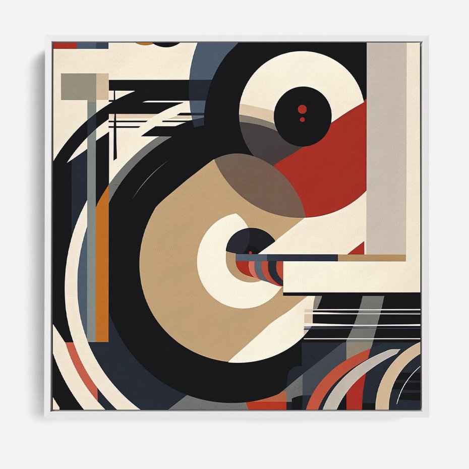 Obraz w ramie 80x80 - Wibracje Marzeń - abstrakcyjny obraz, geometryczne koła - rama biała