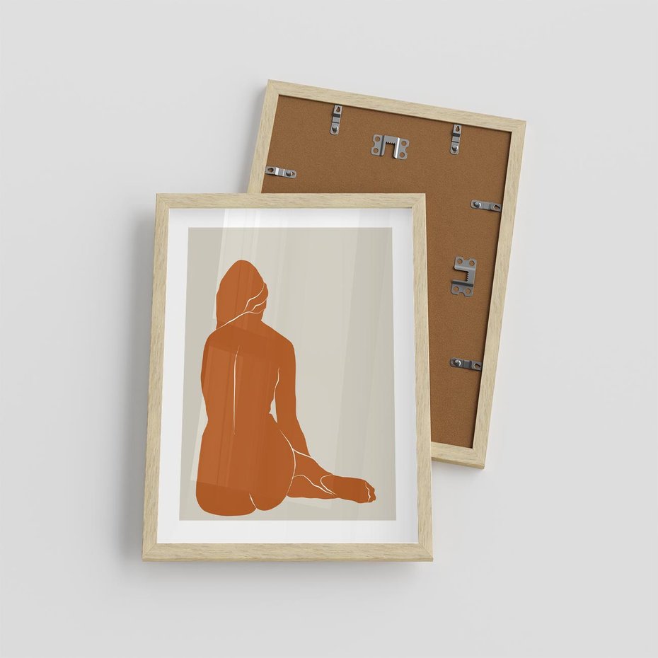 Plakat w ramie 30x40 - Kobieca Sylwetka w Stylu Modernistycznym - modernistyczny pakat, kobieca sylwetka - rama drewno