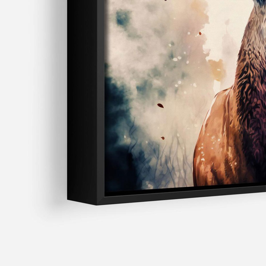 Obraz w ramie 100x70 - Jesienny Monarcha Lasu - grafika komputerowa, na podstawie obrazu - rama czarna