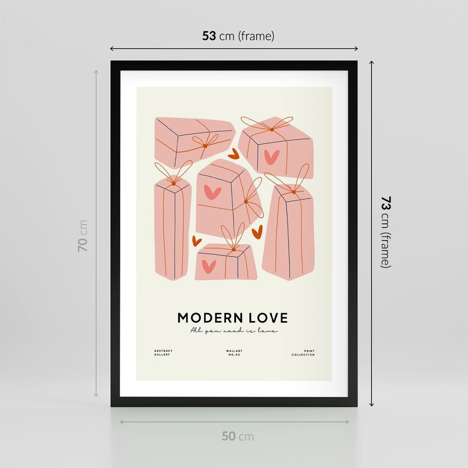 Plakat w ramie 50x70 - Nowoczesna Miłość - nowoczesna grafika, pastelowe kolory - rama czarna