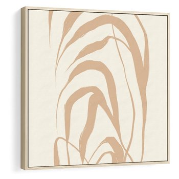 Obraz w ramie 50x50 - Formy Nowoczesności - minimalistyczny plakat, liście palmy - rama drewno