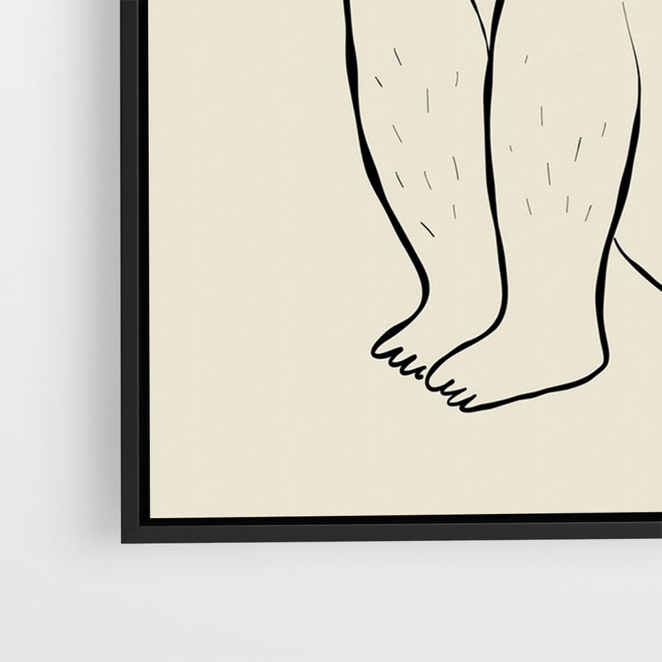 Obraz w ramie 50x70 - Migotliwe Refleksje - nowoczesny minimalistyczny rysunek, dziewczyna w bieliźnie - rama czarna