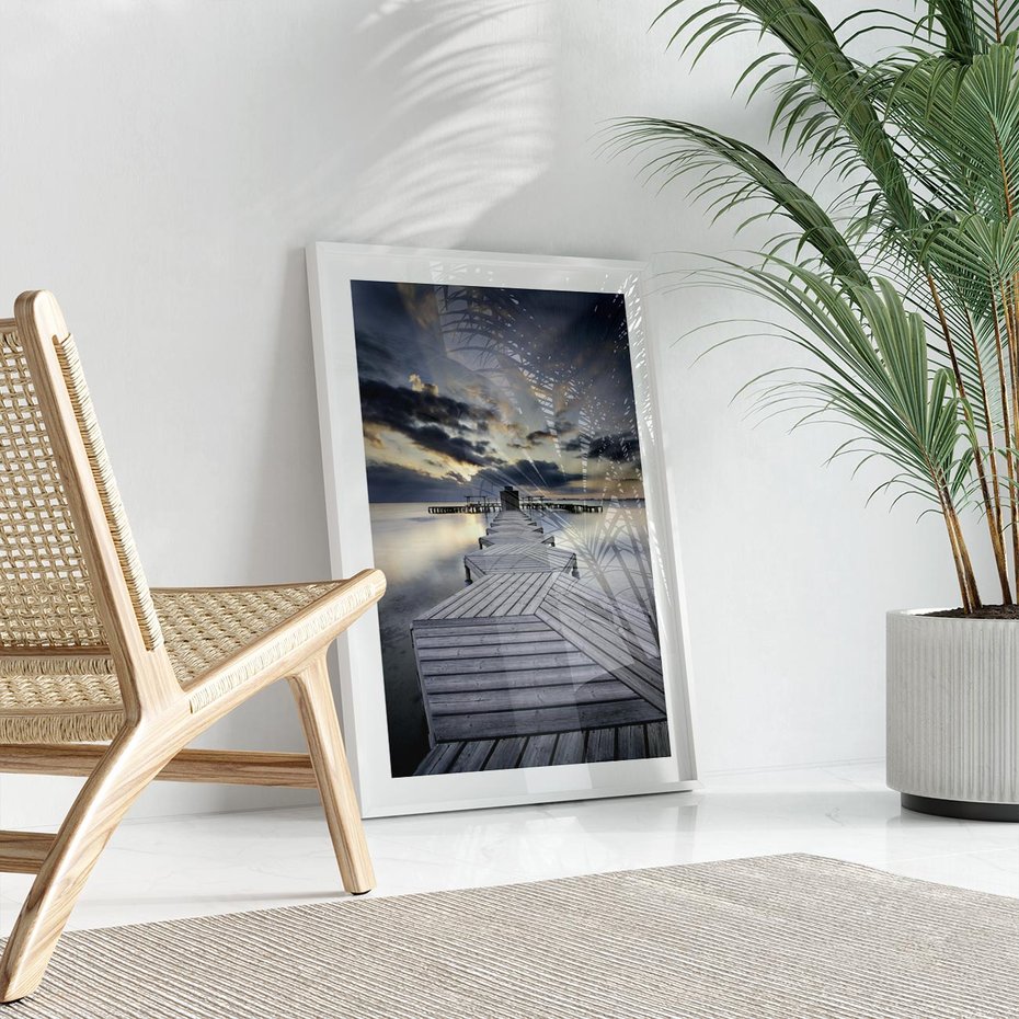 Plakat bez ramy 50x70 - Spokój nad Jeziorem - pomost, jezioro