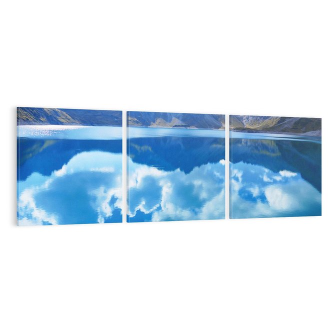 Obraz na płótnie 120x40 - Jezioro - Góry, chmury i niebo - jezioro, góry