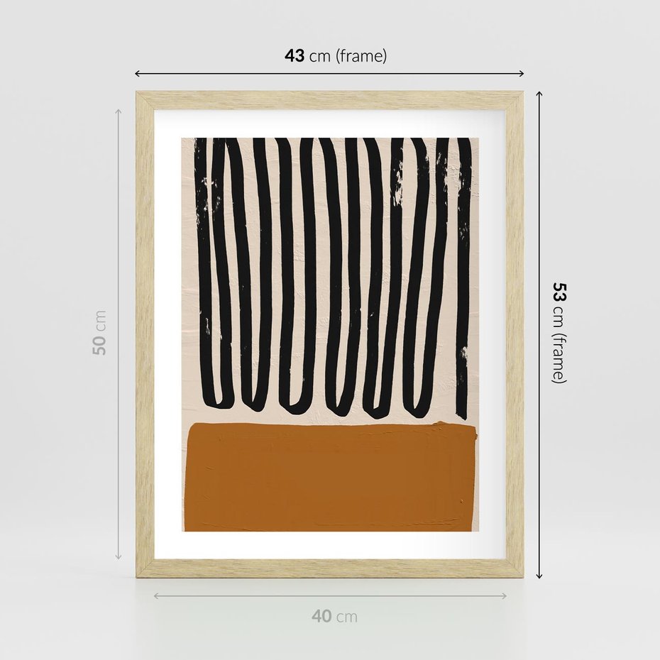 Plakat w ramie 40x50 - Boho Impulsy Kreatywności - abstrakcyjny plakat, brąz - rama drewno