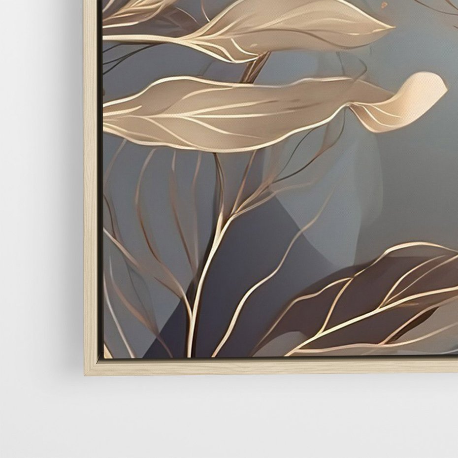 Obraz w ramie 70x100 - Ekspresjonistyczny deszcz uczuć - grafika, złote kwiaty - rama drewno