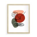 Plakat w ramie 50x70 - Boho w Brązie - abstrakcyjna sztuka, boho kształty - rama drewno
