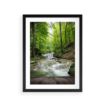 Plakat w ramie 40x50 - Plączący się strumień - rzeka, strumień - rama czarna