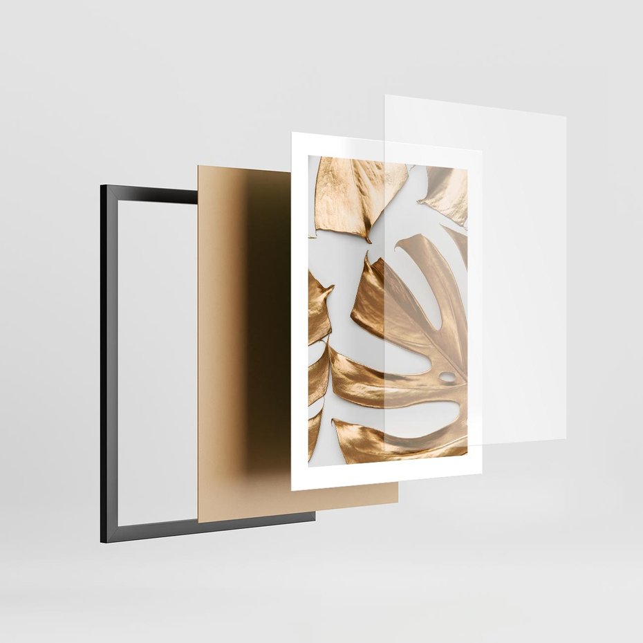 Plakat w ramie 30x40 - Siła Natury - złote, liście - rama czarna