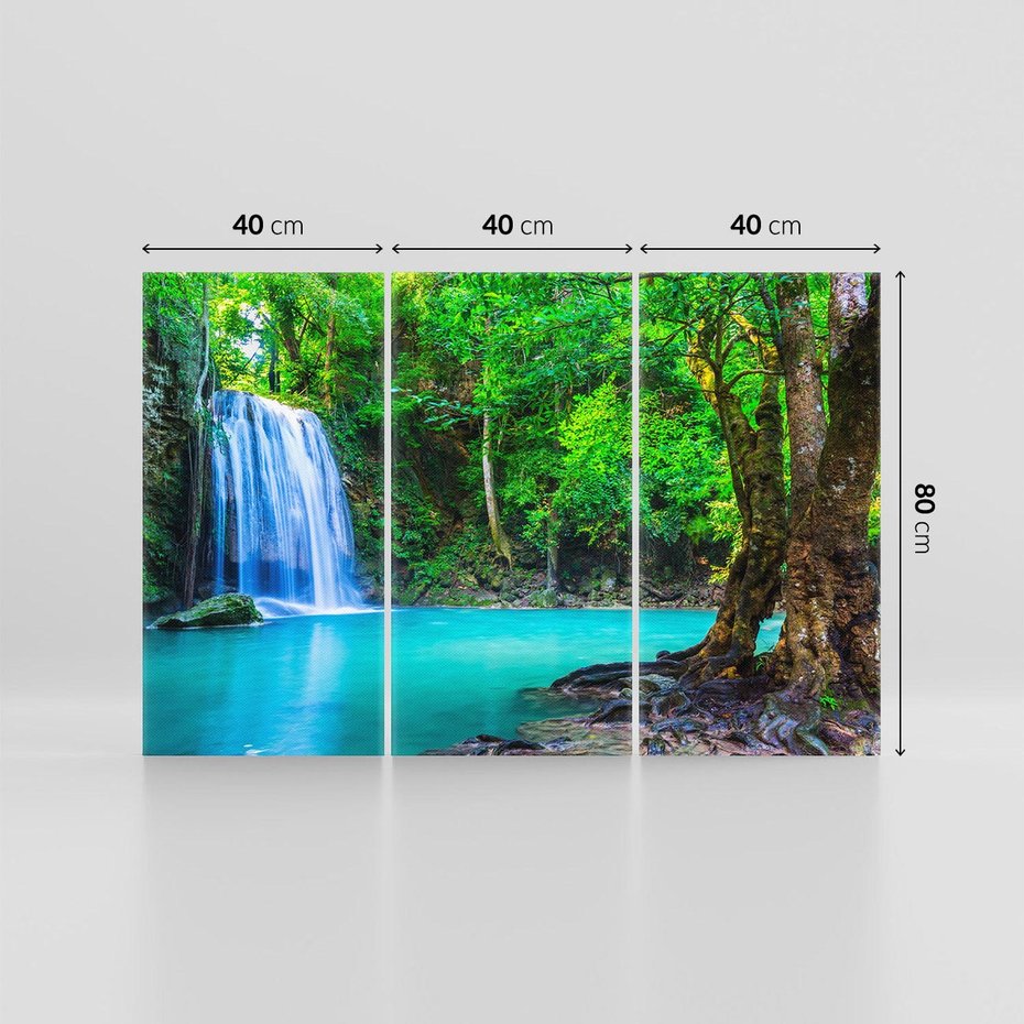 Obraz na płótnie 120x80 - Spotkanie wodospadu nad jeziorem - Tajlandia, wodospad