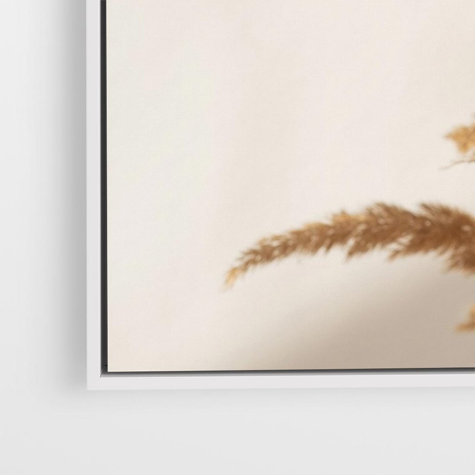 Obraz w ramie 70x50 - Swobodne trawy boho - boho, suche - rama biała