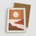 Plakat w ramie 50x70 - Sztuka Zachodu Słońca: Nowoczesna Sceneria - plakat, nowoczesna grafika - rama drewno