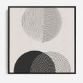 Obraz w ramie 50x50 - Przenikająca Rzeczywistość - abstrakcyjna kompozycja, okręgi i półokręgi - rama czarna