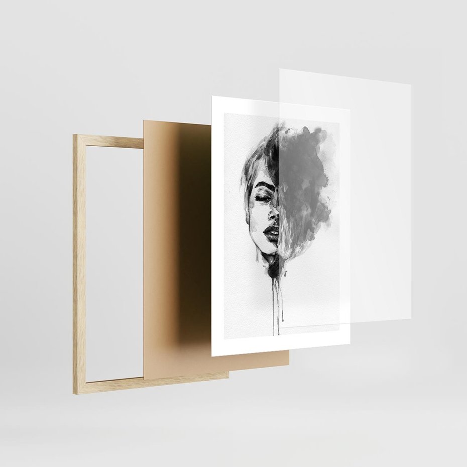 Plakat w ramie 30x40 - Kobieta w akwareli - kobieta, akwarela - rama drewno