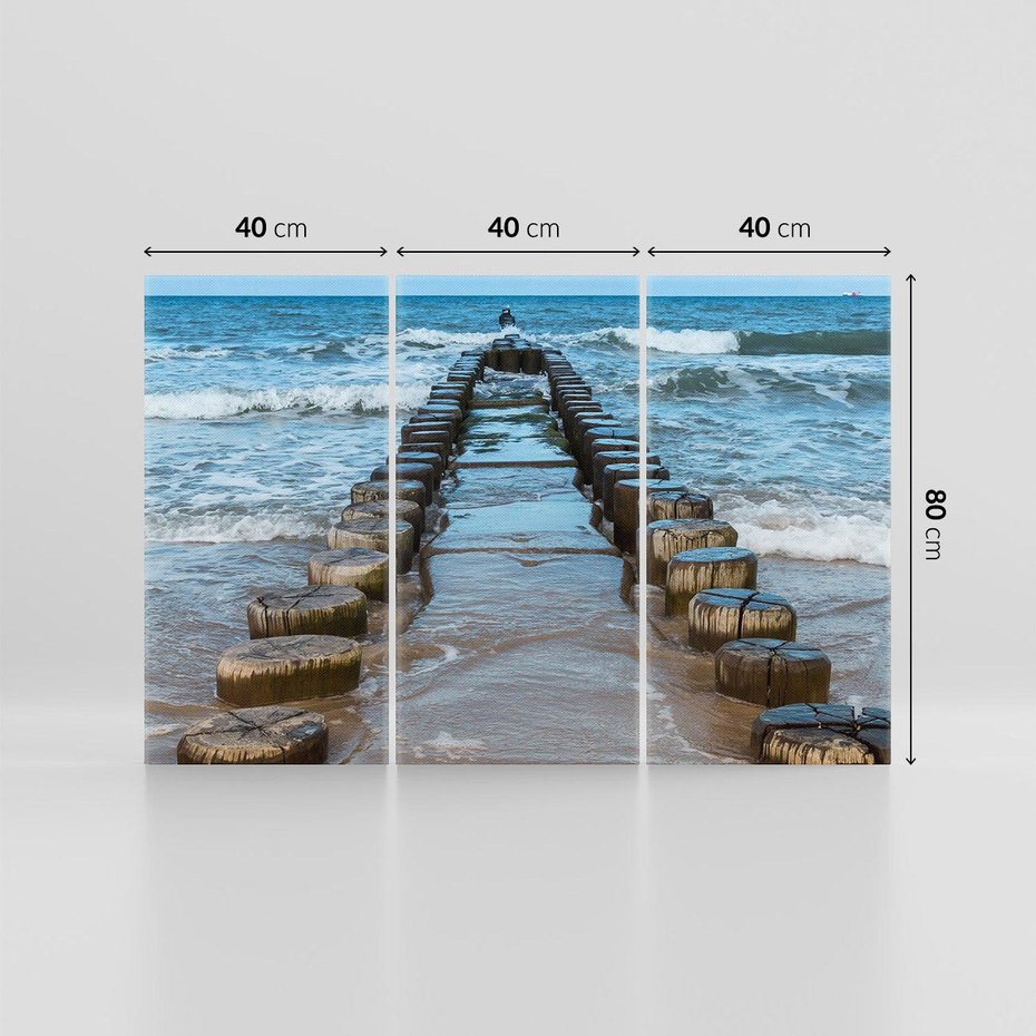 Obraz na płótnie 120x80 - Falochron na brzegu morza - falochron, morze