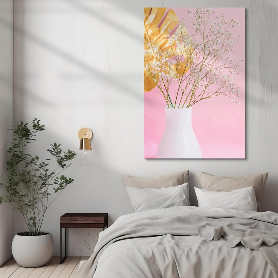 Obraz na płótnie 50x70 - Przyjemność Złotej Natury - złote, liście